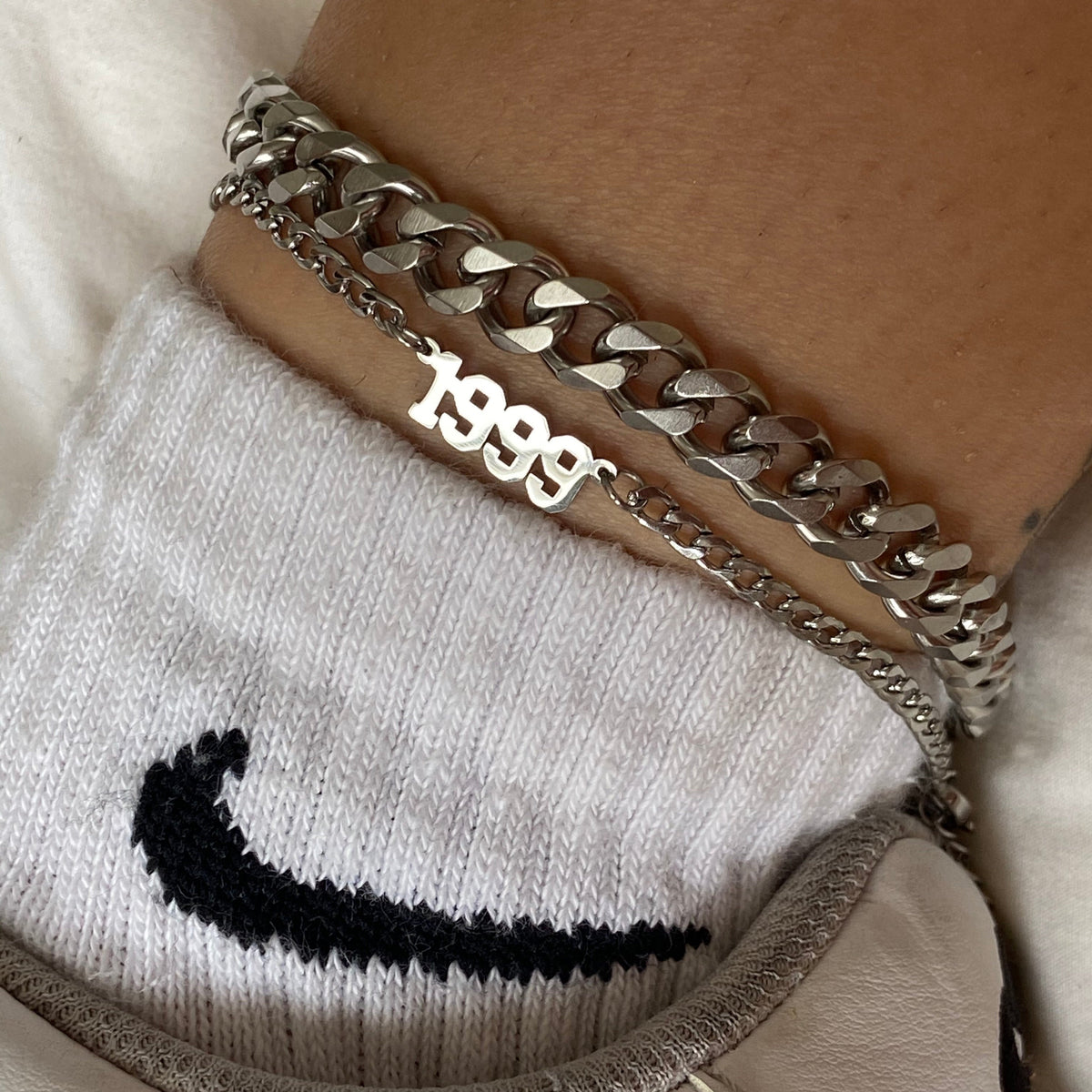 Birth date anklet stainless steel