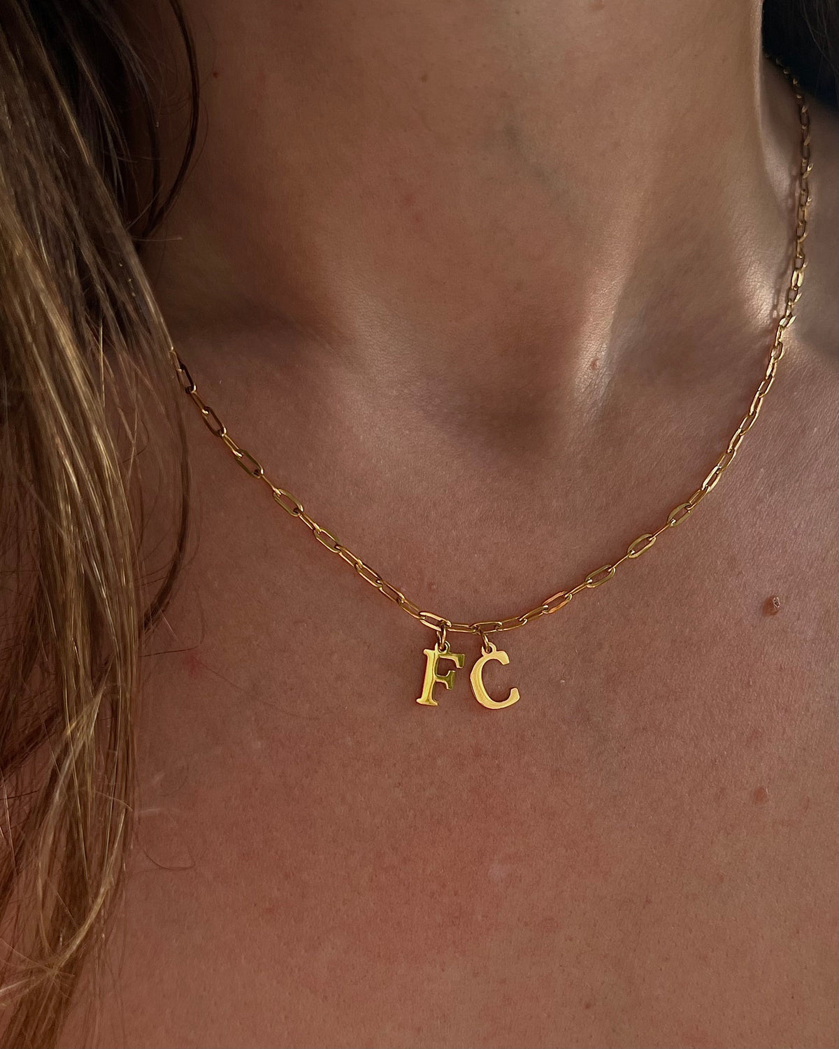 Double Initial Cable Necklace