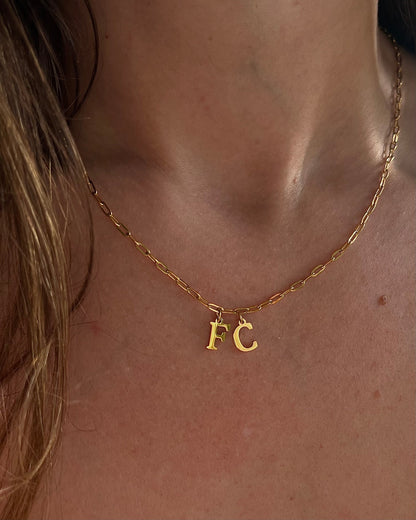 Double Initial Cable Necklace
