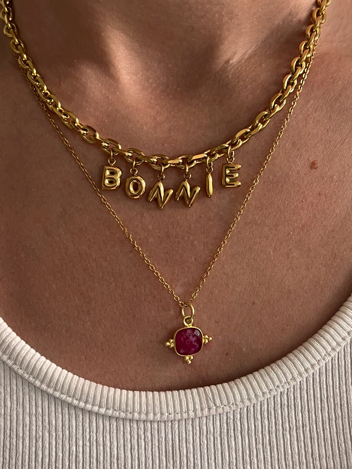 Silver Bubble Letter Name Necklace