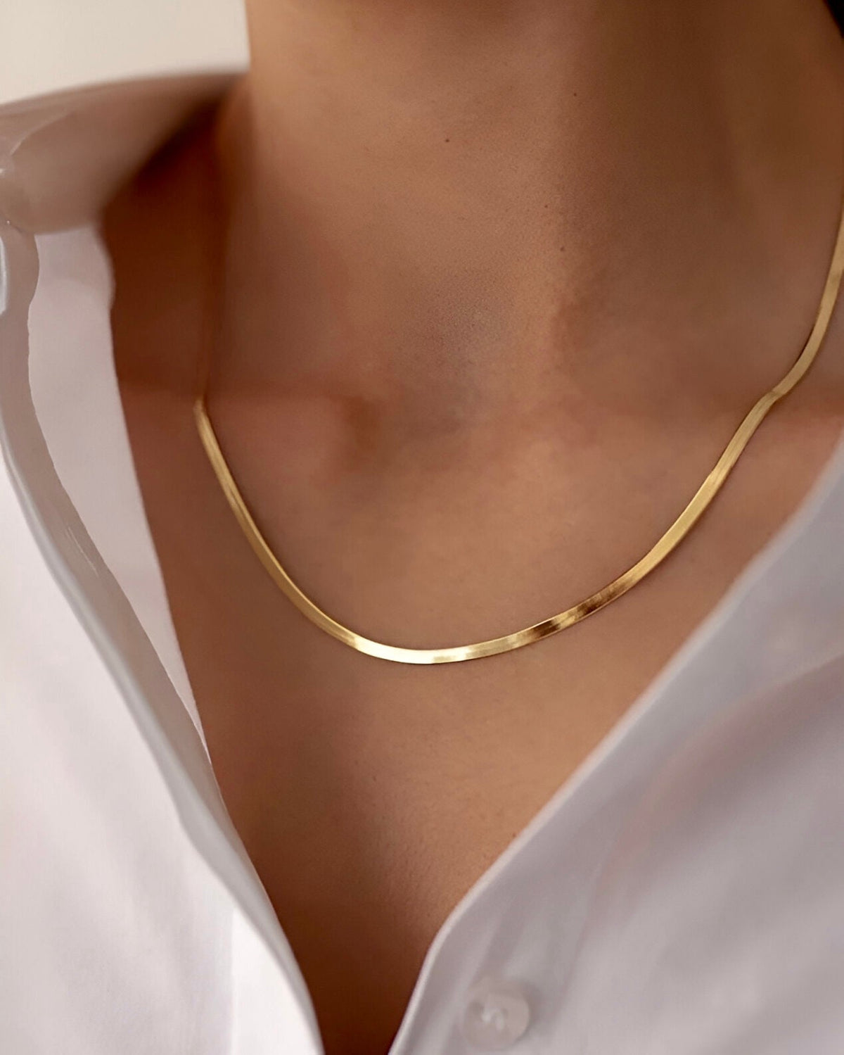 Gold flat snake chain 3mm