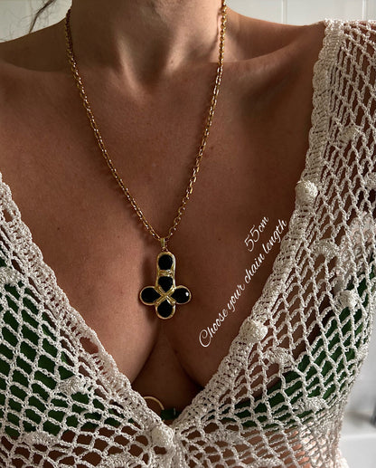 Paloma Necklace in Obsidian