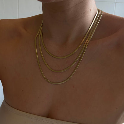 Gold flat snake chain 3mm