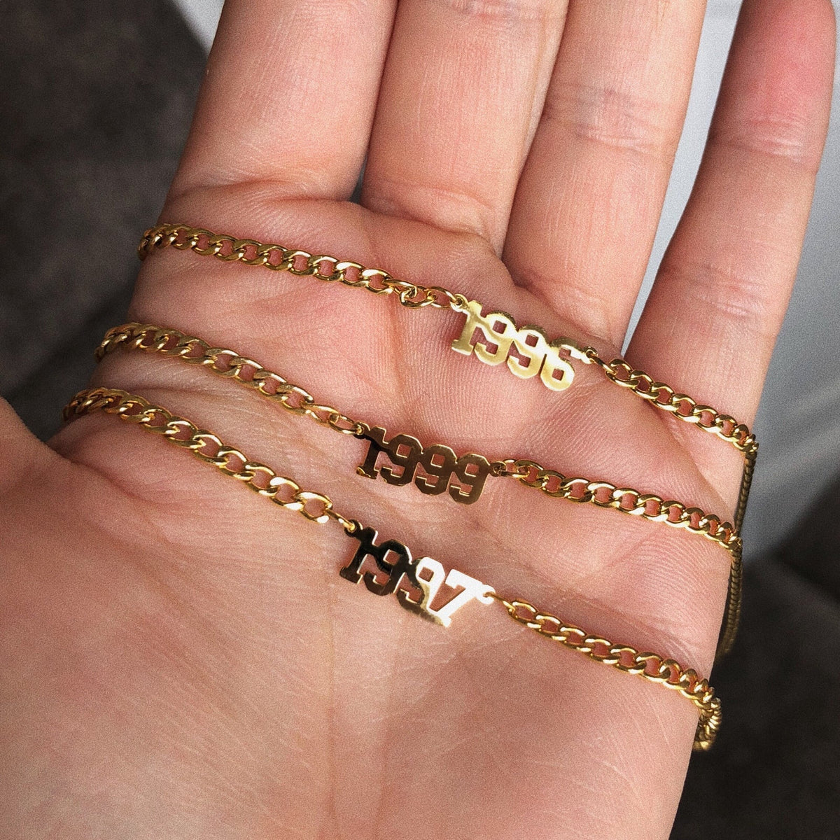Birth Date Collar in Gold