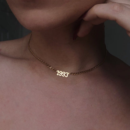 Birth Date Collar in Gold